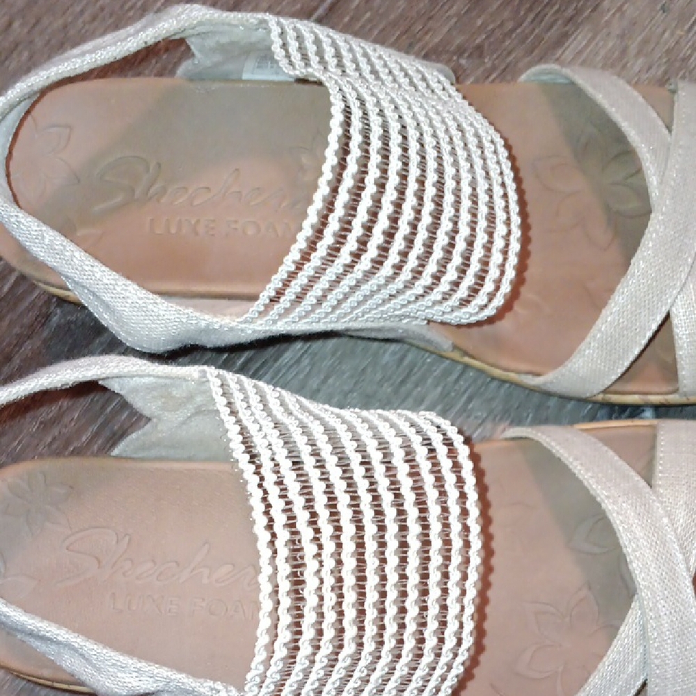 Skechers Beige Strappy Cork Sandals - Picture 2 of 11